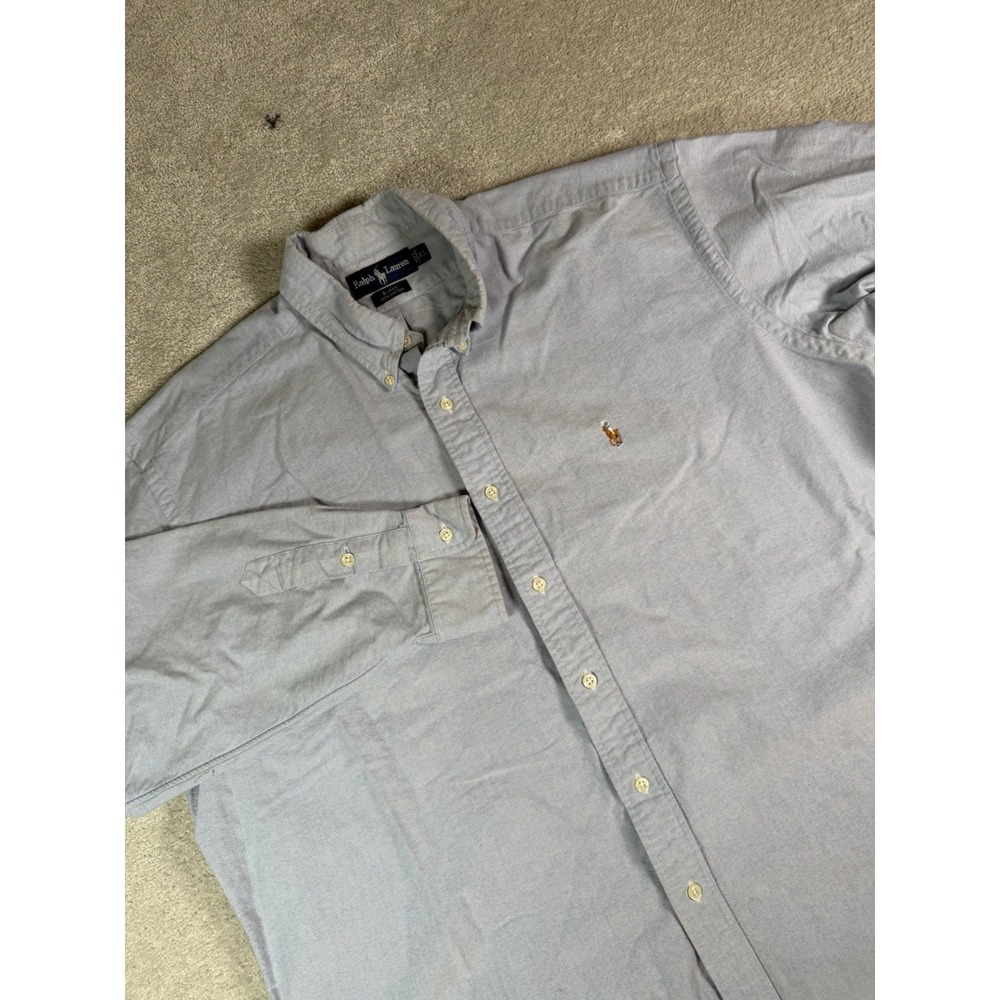 Ralph Lauren Blake Shirt Men XL Blue Long Sleeve Oxford Button Flesh Pony Preppy